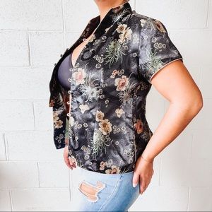 Vintage Qiong Yu Silk Floral Chinese Button Up